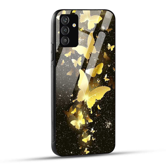 Samsung Galaxy A34 5G Back Cover Golden Butterfly Printed Glass Case