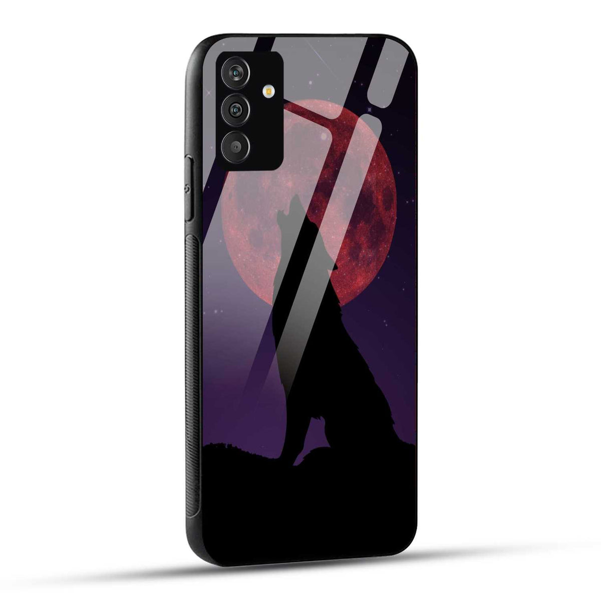 Samsung Galaxy A25 5G Back Cover Dark Purple Illustrated Wolf Printed Glass Case