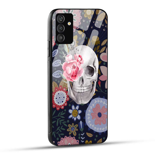 Samsung Galaxy A25 5G Back Cover Floral Skull Printed Glass Case
