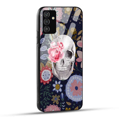Samsung Galaxy A25 5G Back Cover Floral Skull Printed Glass Case