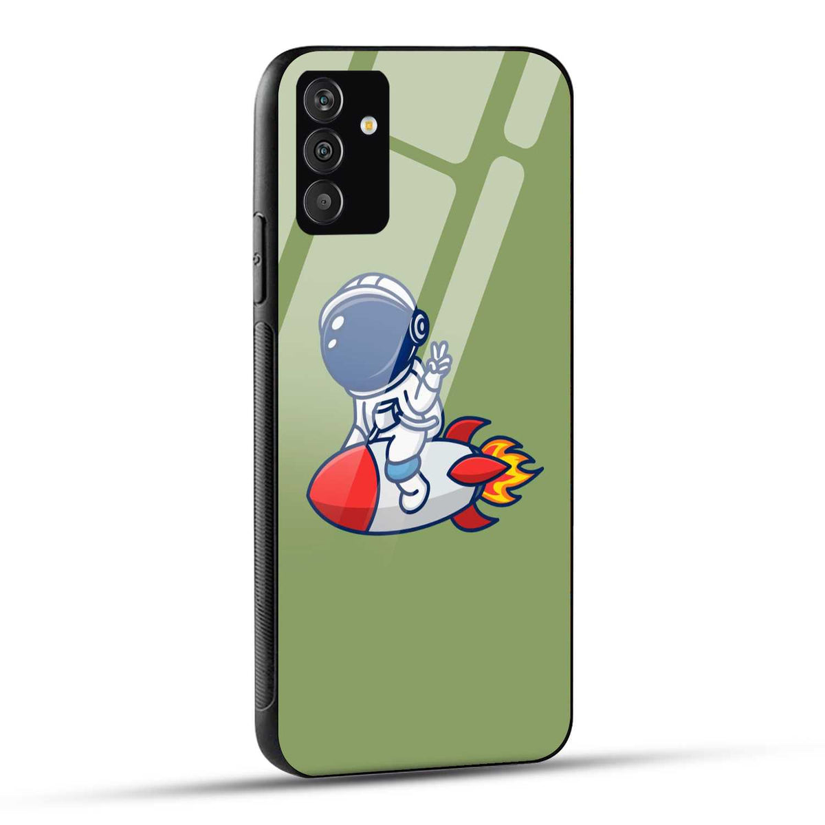Samsung Galaxy S24 5G Back Cover Green Astronaut Illustrated Printed Glass Case