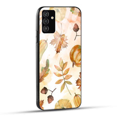 Samsung Galaxy S24 5G Back Cover Orange Brown Watercolor Autumn Pattern Printed Glass Case