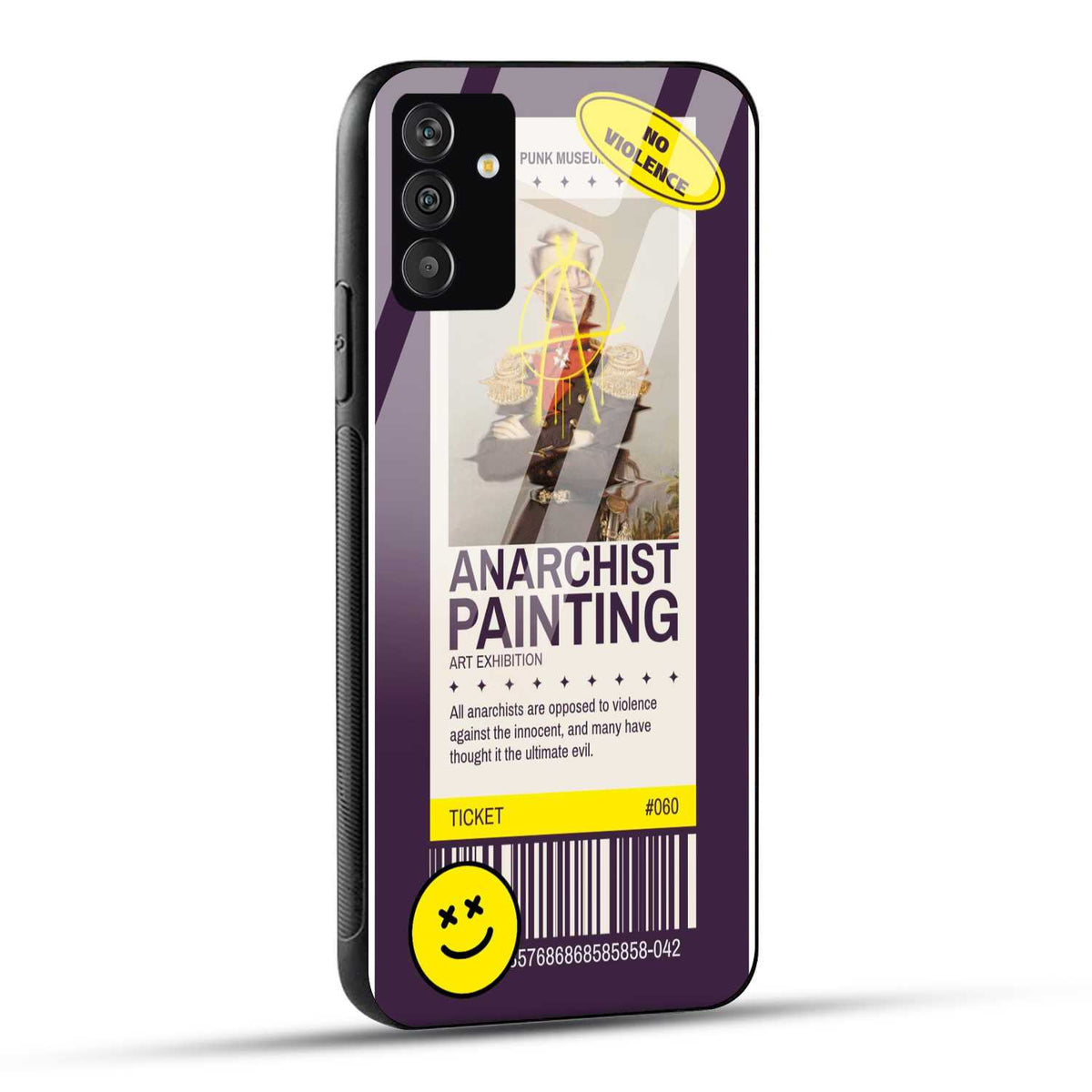 Samsung Galaxy A25 5G Back Cover Classical Painting With An Anarchy Symbol Printed Glass Case