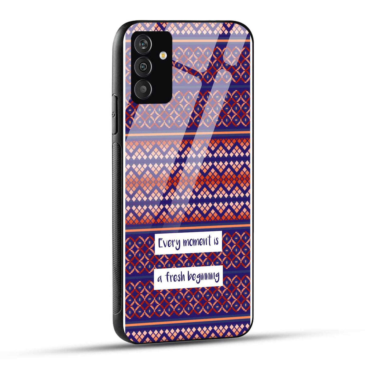 Samsung Galaxy A25 5G Back Cover Geometric Pattern And An Inspiring Phrase Printed Glass Case