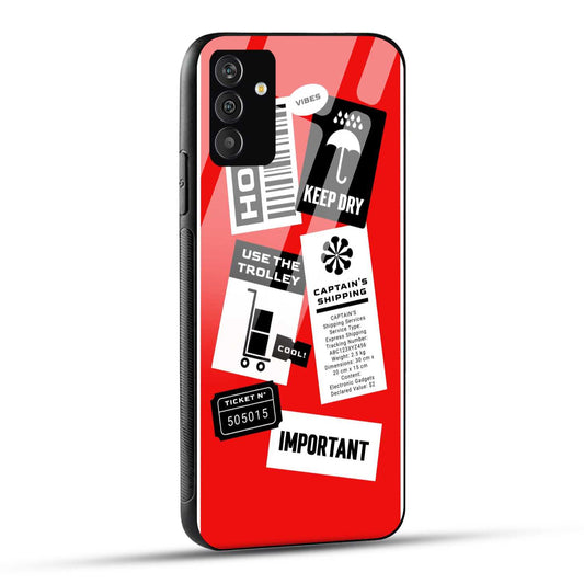 Samsung Galaxy A05s Back Cover Shipping Symbols Printed Glass Case