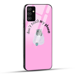 Samsung Galaxy F54 Back Cover Pink Don’t Touch My Phone Printed Glass Case