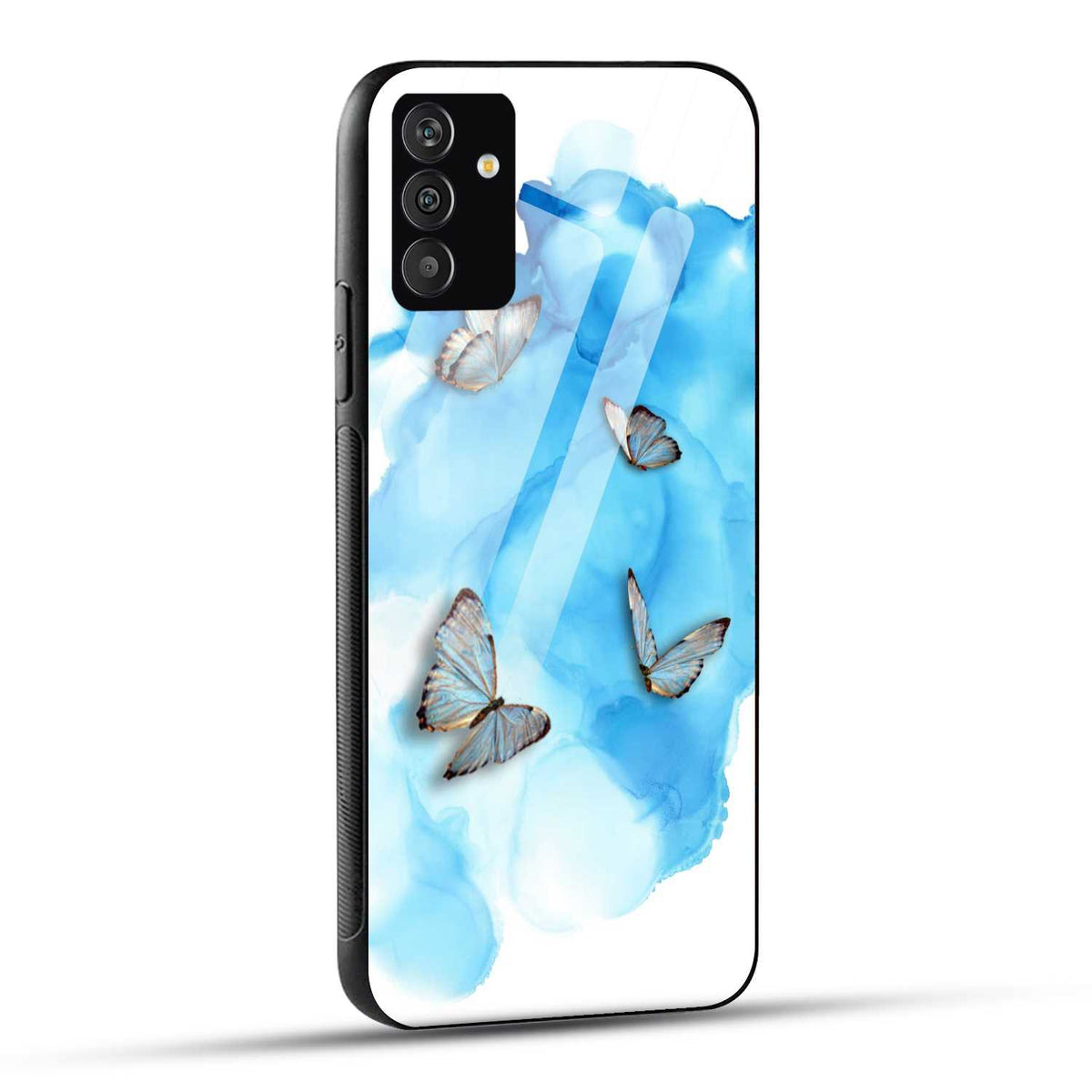 Samsung Galaxy A25 5G Back Cover Blue Butterfly Printed Glass Case