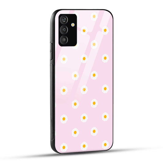 Samsung Galaxy F54 Back Cover Pink White Cute Girly Elegant Summer Floral Daisy Printed Glass Case