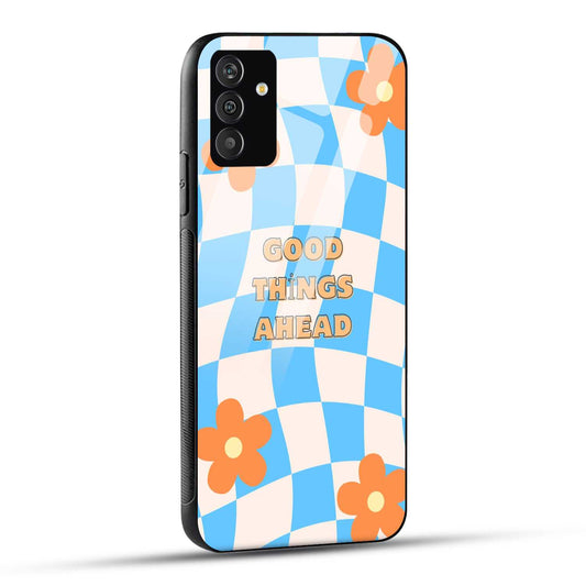 Samsung Galaxy A05s Back Cover Preppy Orange And Blue Checkered Printed Glass Case