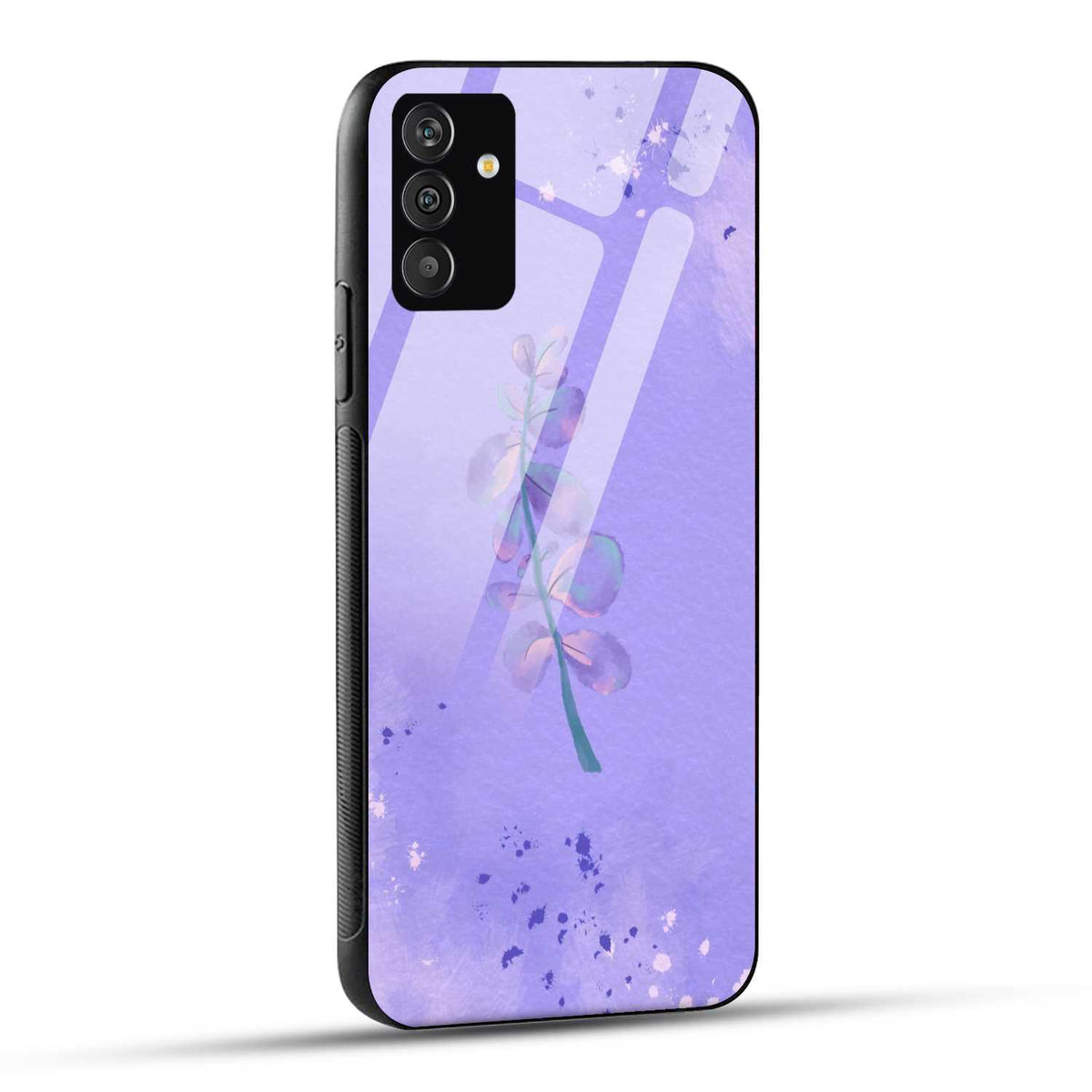 Samsung Galaxy F54 Back Cover Purple Pastel Floral Printed Glass Case