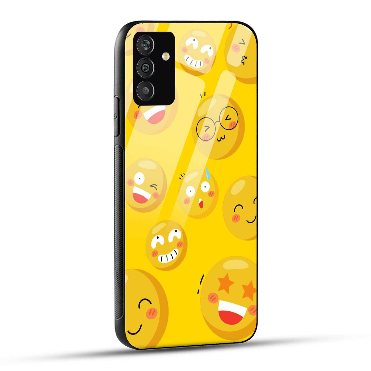 Samsung Galaxy A25 5G Back Cover Yellow Bold Illustrative Emoticon Printed Glass Case