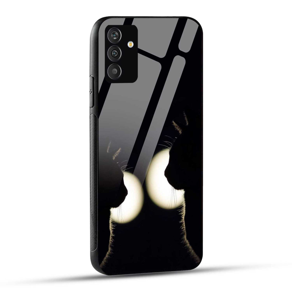 Samsung Galaxy F54 Back Cover Black Aesthetic Cat Friendship Printed Glass Case