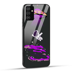 Samsung Galaxy A25 5G Back Cover Black And Purple Modern Space Printed Glass Case