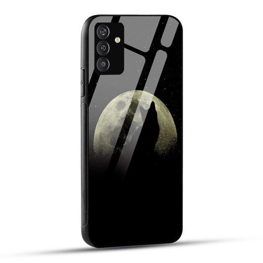 Samsung Galaxy F54 Back Cover Black Illustrated Cat At Night Printed Glass Case