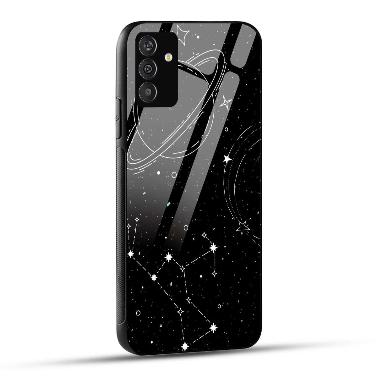 Samsung Galaxy S24 5G Back Cover Black Line Illustration Outer Space Printed Glass Case