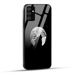 Samsung Galaxy F54 Back Cover Black Modern Wolf Printed Glass Case