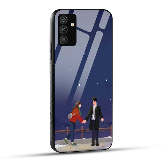 Samsung Galaxy S24 Plus 5G Back Cover Blue Illustrated Couple And Night Sky Printed Glass Case