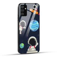 Samsung Galaxy S24 5G Back Cover Blue Illustrative Astronaut Printed Glass Case
