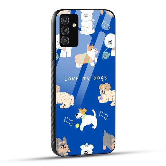 Samsung Galaxy A05s Back Cover Blue White Dog Printed Glass Case