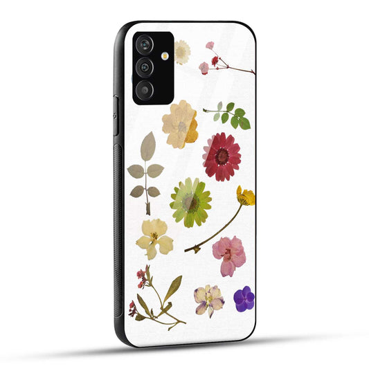 Samsung Galaxy F54 Back Cover Colorful Vintage Dried And Pressed Flower Printed Glass Case