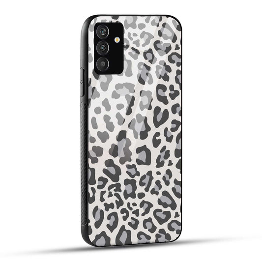Samsung Galaxy A05s Back Cover Gray And White Leopard Print Printed Glass Case