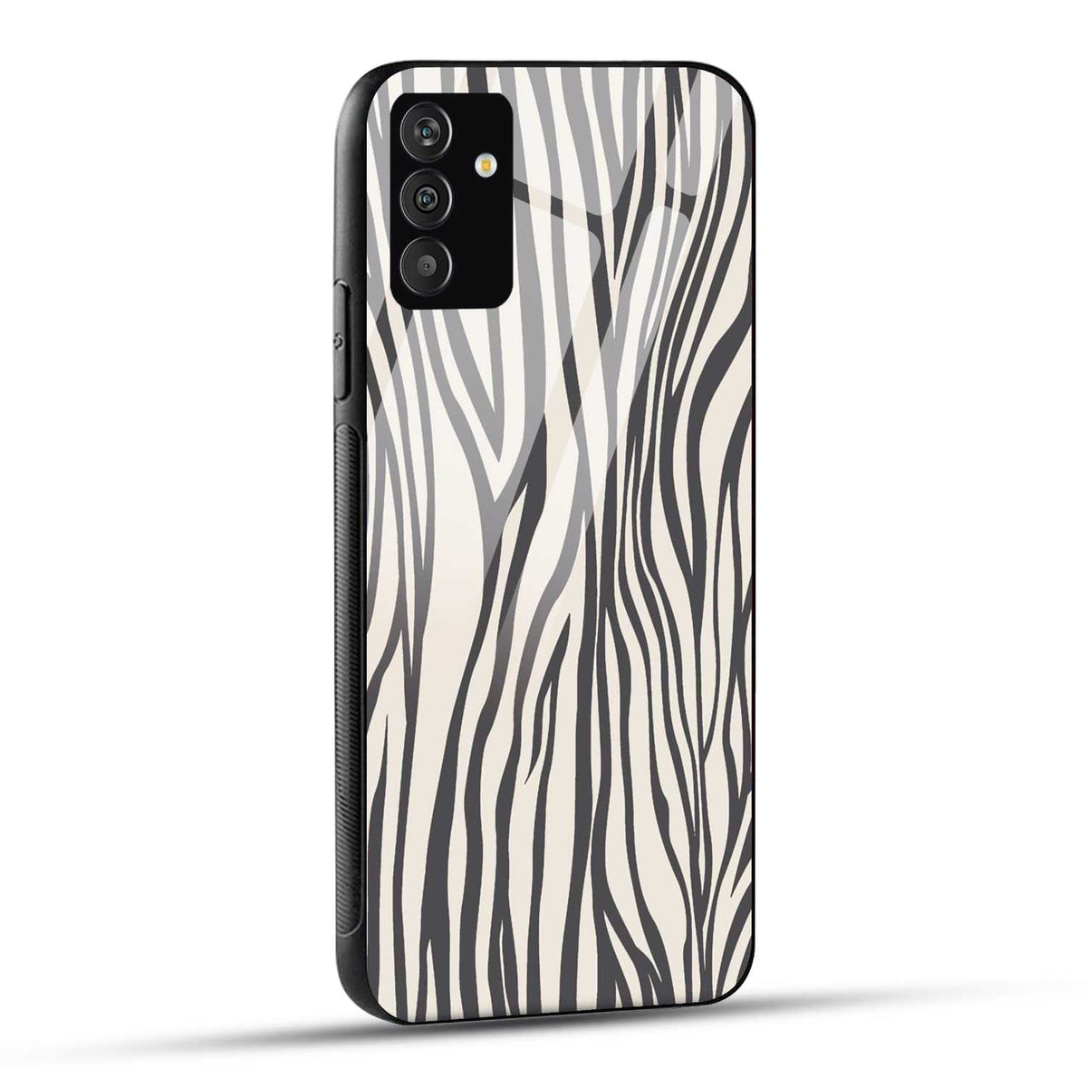 Samsung Galaxy F54 Back Cover Gray And White Jebra Pattern Print Printed Glass Case