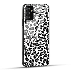 Samsung Galaxy A05s Back Cover Black And White Leopard Printed Glass Case