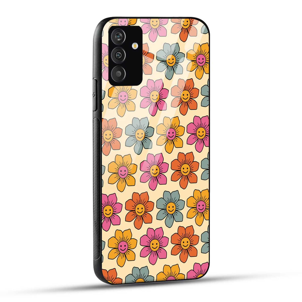 Samsung Galaxy F54 Back Cover Emoji Floral Printed Glass Case