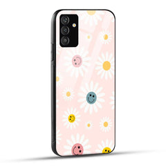 Samsung Galaxy S24 5G Back Cover Flowers And Emoji Art Printed Glass Case