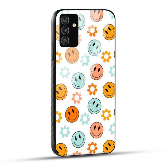 Samsung Galaxy F54 Back Cover Smile And Flowers Printed Glass Case