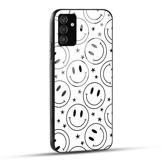 Samsung Galaxy A05s Back Cover Doodle Of Smiley Black And White Printed Glass Case