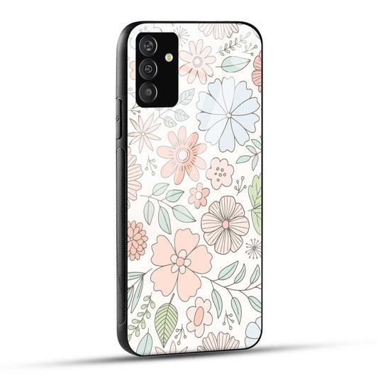 Samsung Galaxy A05s Back Cover Retro White Floral Printed Glass Case
