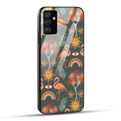 Samsung Galaxy A15 5G Back Cover Flamingo And Leaf Pattern Printed Glass Case