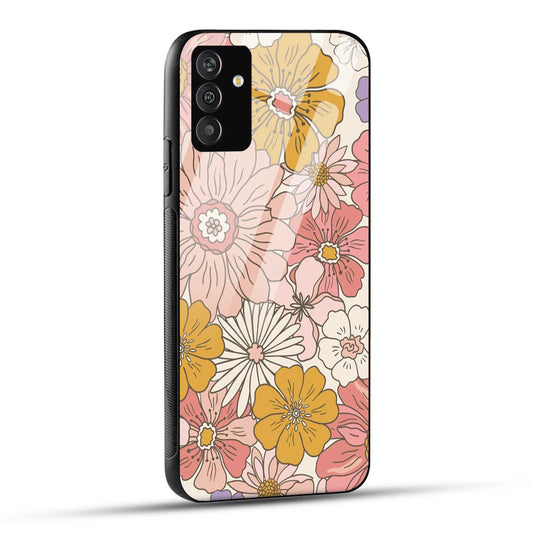Samsung Galaxy A15 5G Back Cover Retro Pattern Flower Printed Glass Case