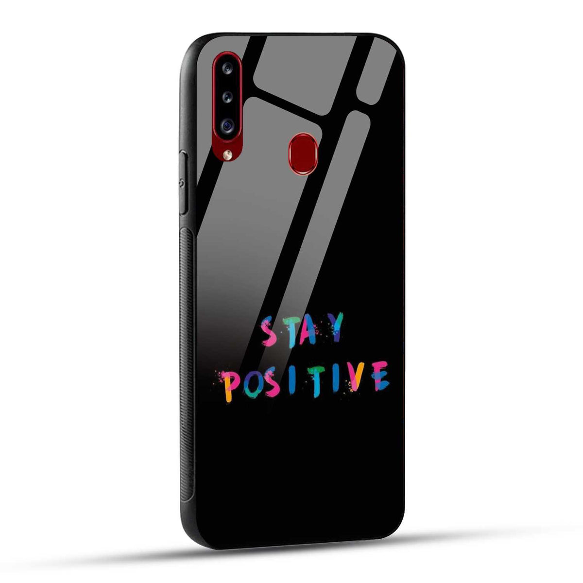 Samsung Galaxy A20s Back Cover Stay Positive Printed Glass Case