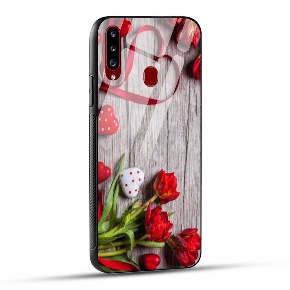 Samsung Galaxy A20s Back Cover Love Roses Glass Case