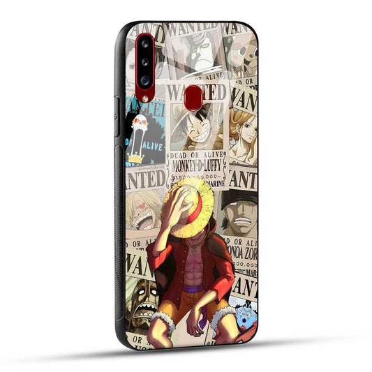 Samsung Galaxy A20s Back Cover Anime One Piece Wanted Luffy  Printed Glass Case