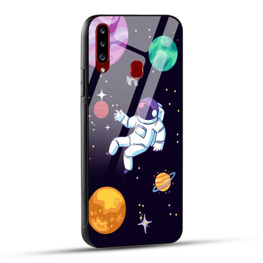 Samsung Galaxy A20s Back Cover Colorful Illustration Astronaut Printed Glass Case