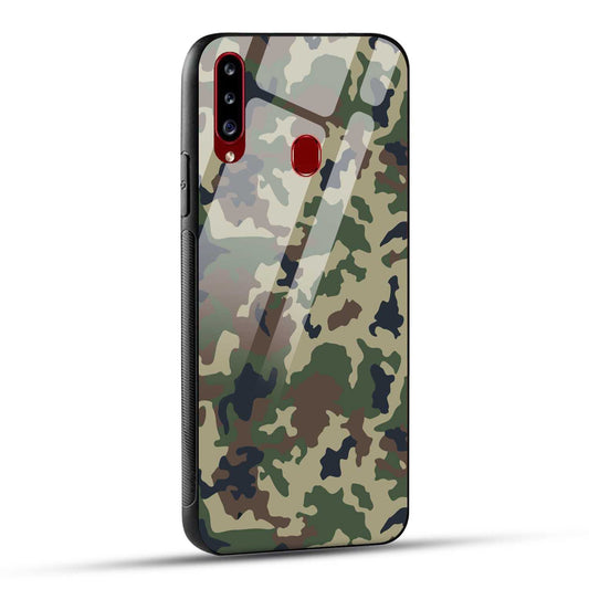Samsung Galaxy A20s Back Cover Army Pattern Printed Glass Case