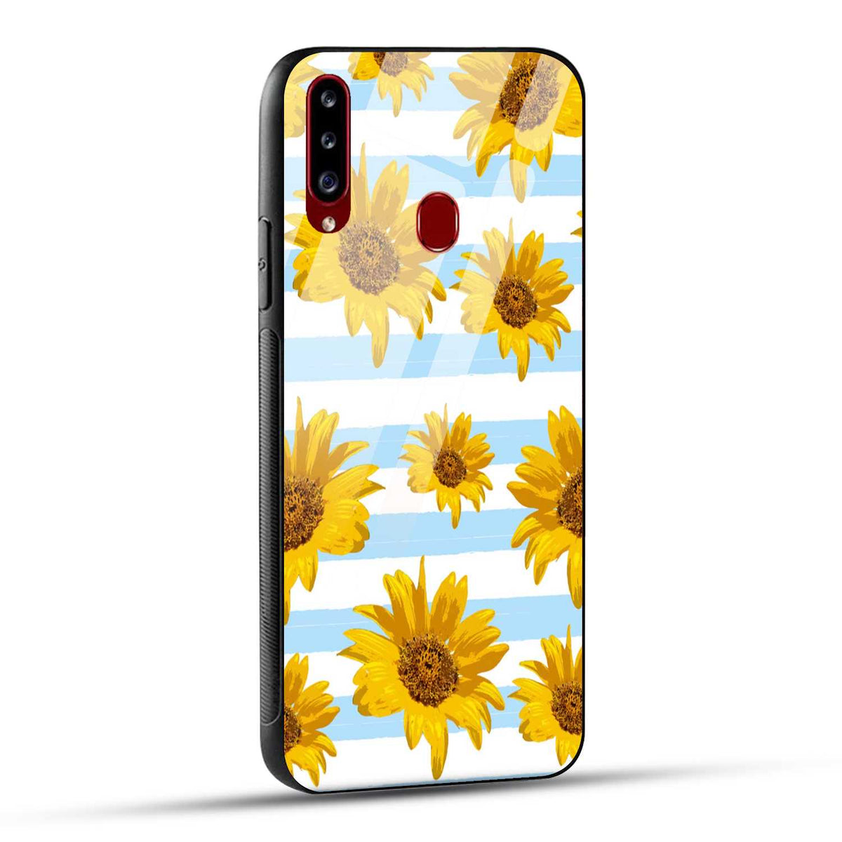Samsung Galaxy A20s Back Cover Beautiful Sunflower Doodle Printed Glass Case