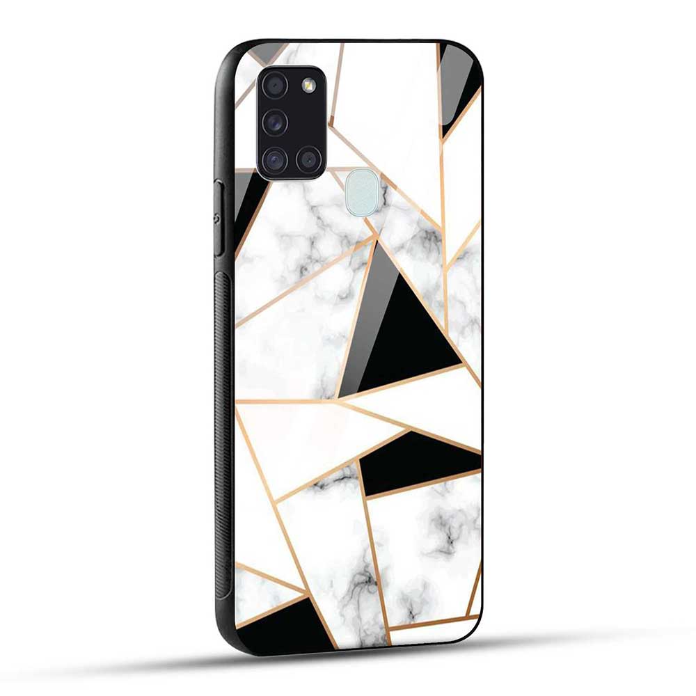 Samsung Galaxy A21s Back Cover White Marble Glass Case