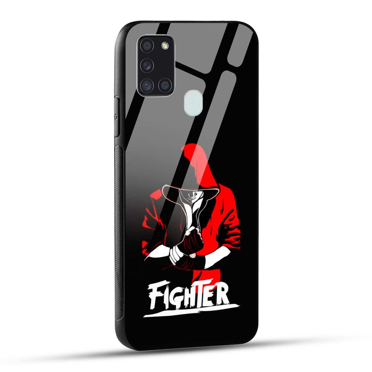 Samsung Galaxy A21s Back Cover Fighter Printed Glass Case
