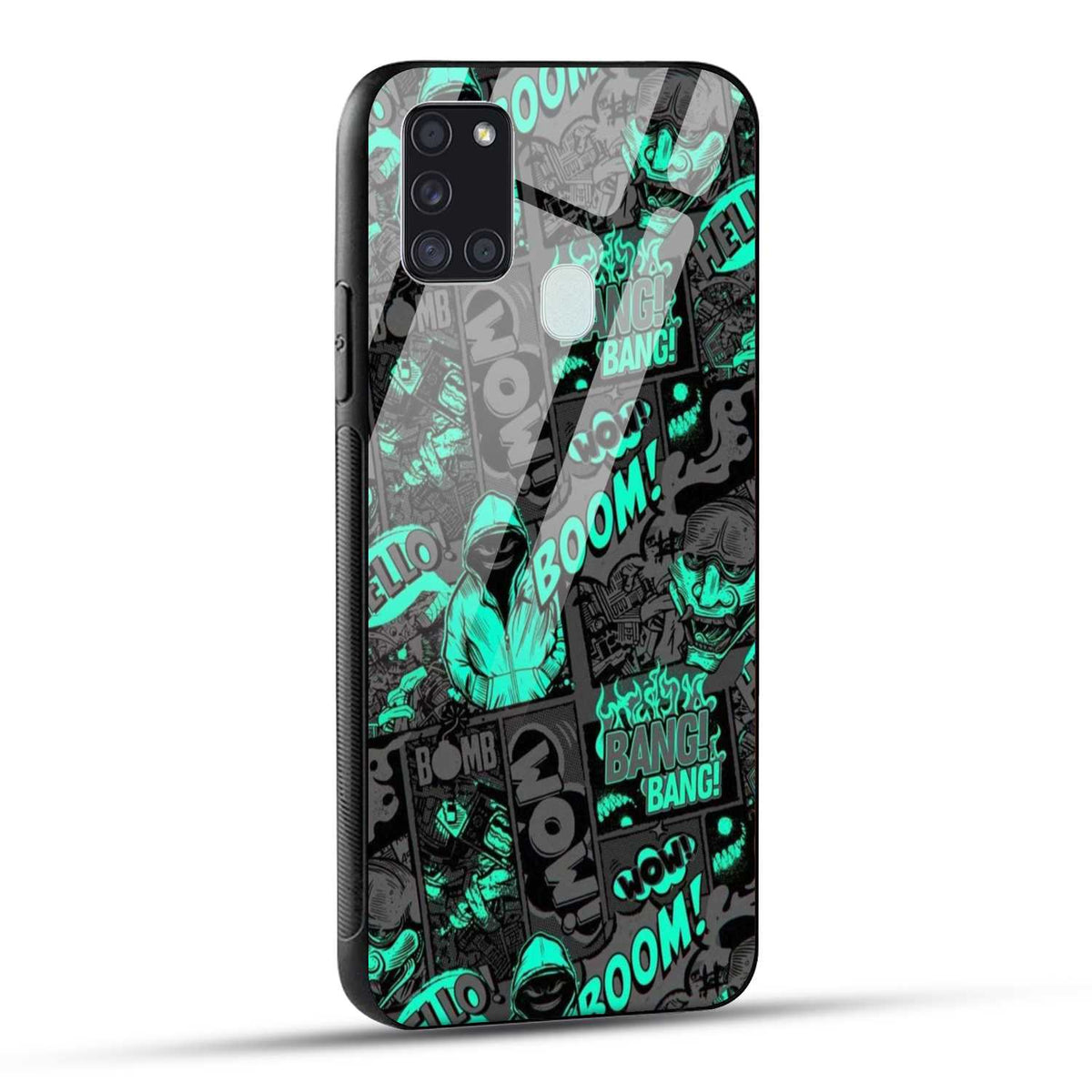 Samsung Galaxy A21s Back Cover Boom Printed Glass Case