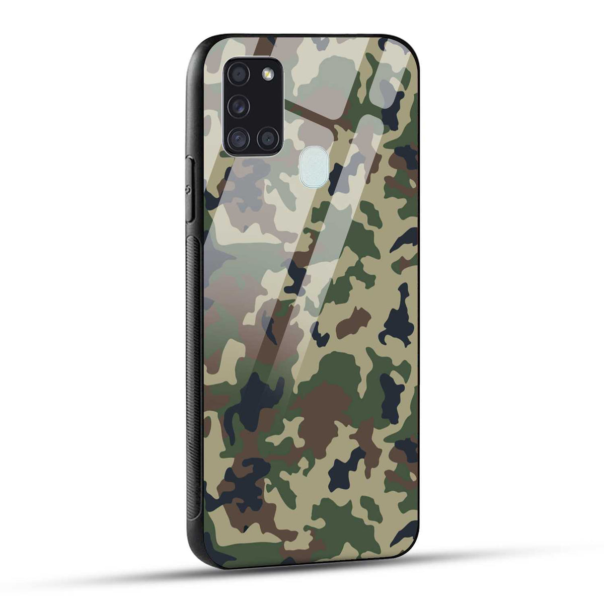 Samsung Galaxy A21s Back Cover Army Pattern Printed Glass Case
