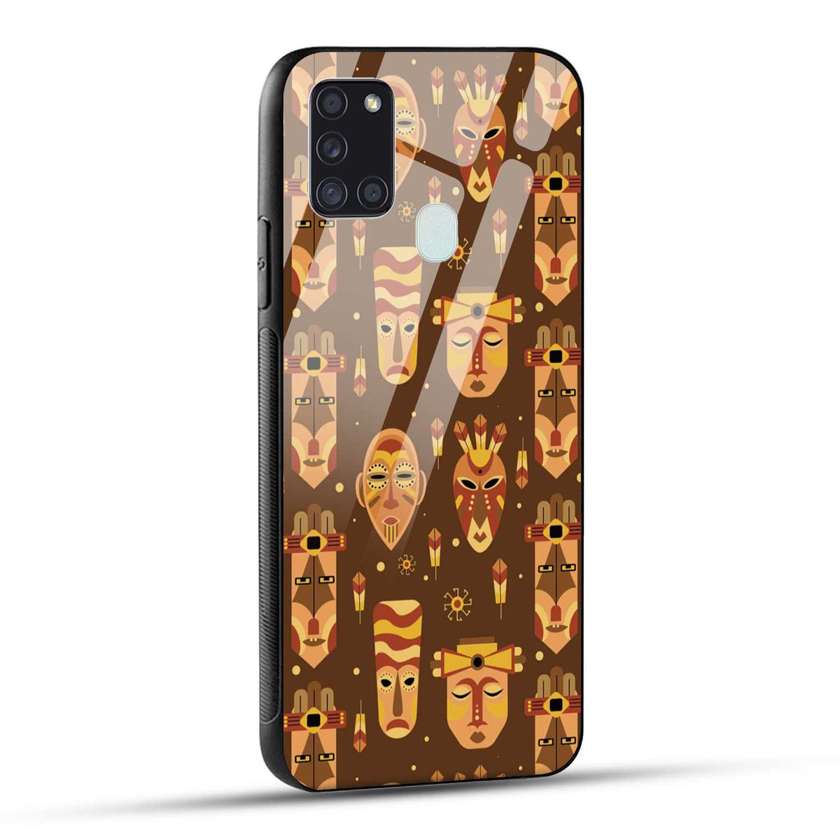 Samsung Galaxy A21s Back Cover Tribal African Mask Printed Glass Case
