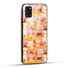 Samsung Galaxy A21s Back Cover Cute Kittys Printed Glass Case