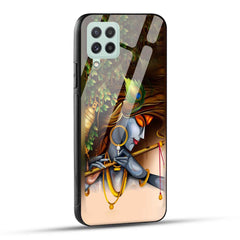 Samsung Galaxy A22 4G Back Cover Lord Krishna with Flute Printed Glass Case
