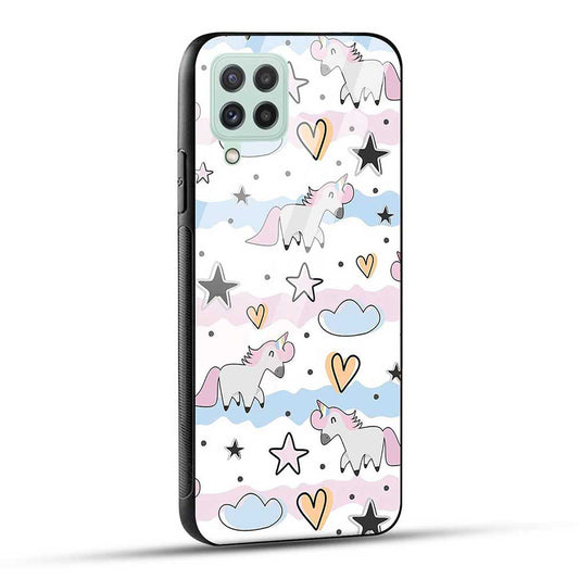 Samsung Galaxy A22 4G Back Cover Seamless Pattern Glass Case