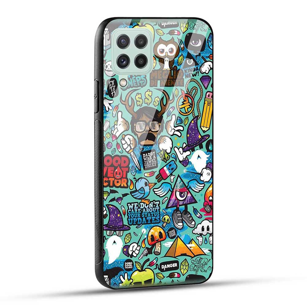 Samsung Galaxy A22 4G Back Cover Cool Graffiti Glass Case