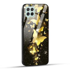 Samsung Galaxy A22 4G Back Cover Golden Butterfly Printed Glass Case